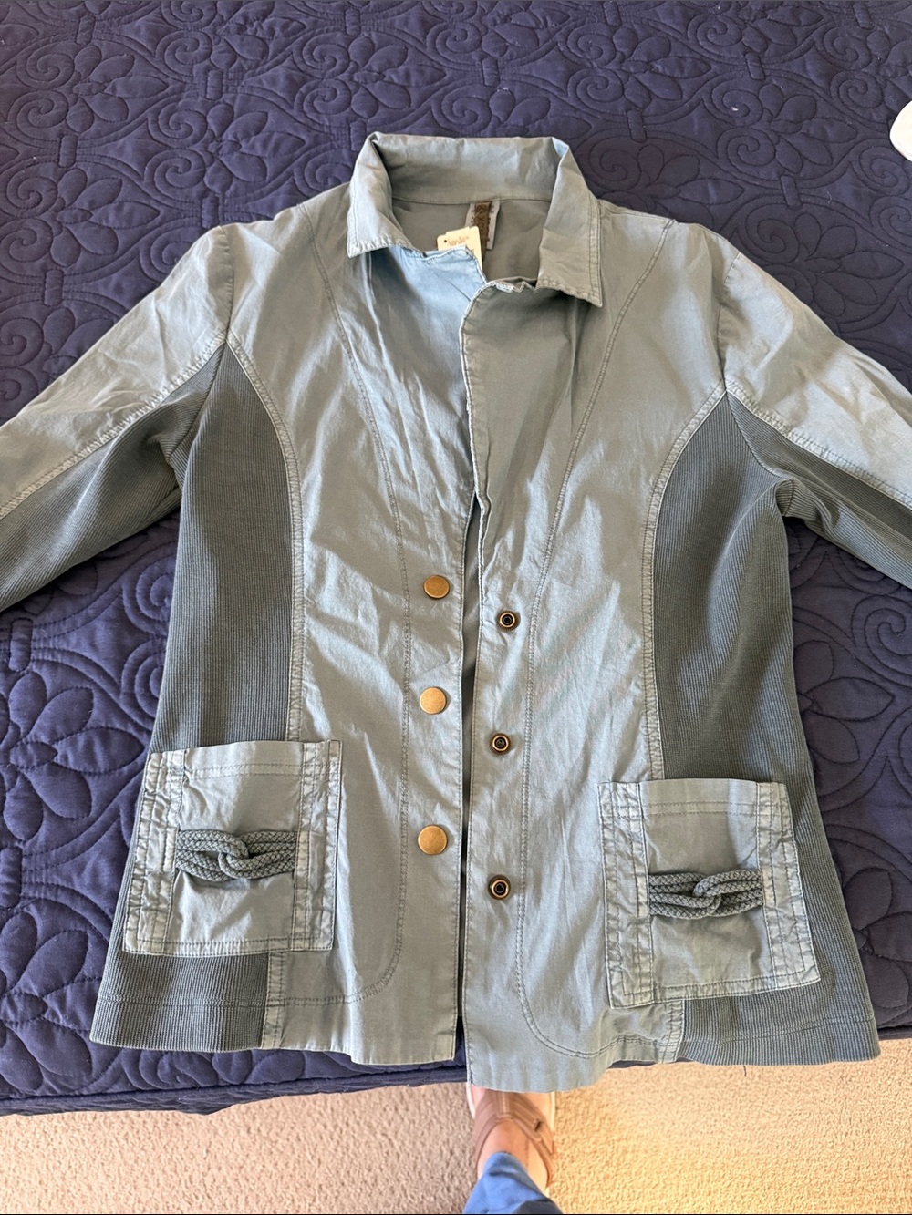 XCVI Light Blue Women's Shirt Jacket with Tag Detail